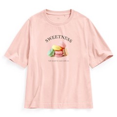 衣服舒適合身不會太貼 152/63
不過料子比較薄透一點
馬卡龍圖案很喜歡 不會過於童趣