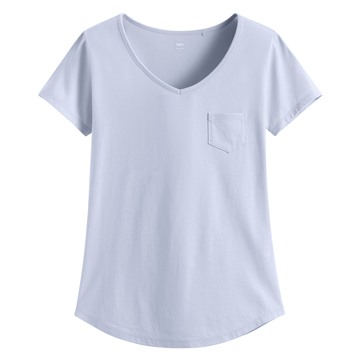 莫代爾口袋V領T恤-女