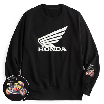 大人的圖鑑HONDA毛圈印花圓領衫-01-男