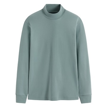 磨毛柔棉立領長袖T恤-男