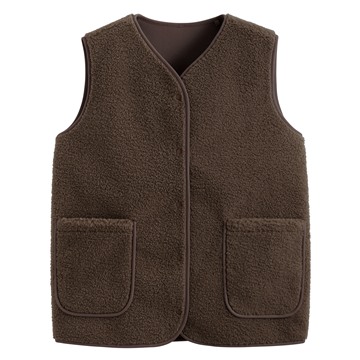 仿羊羔絨寬版背心-女