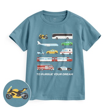 夢想交通工具印花T恤-童