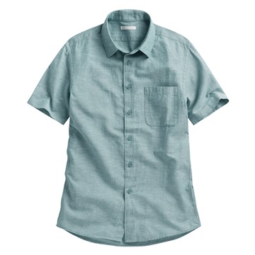 棉麻短袖襯衫-男