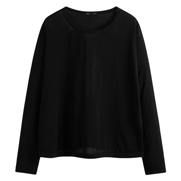 透膚寬鬆短版針織衫-女