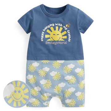 SmileyWorld®純棉假兩件印花連身衣-Baby
