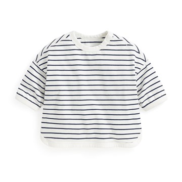 純棉條紋寬版七分袖T恤-Baby