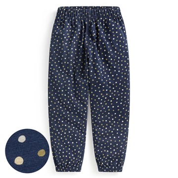 竹節棉印花束口褲-童