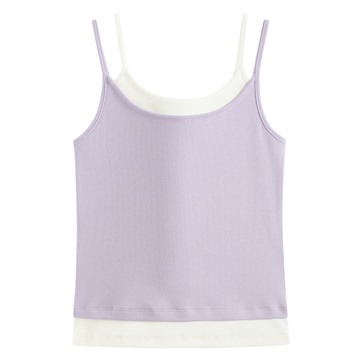 羅紋短版假兩件細肩帶-女