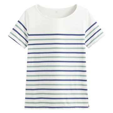 純棉船領條紋短袖T恤-女