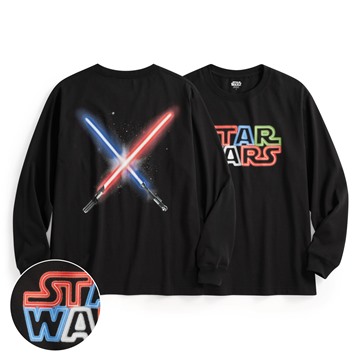 STAR WARS系列寬版長袖印花T恤-01-男