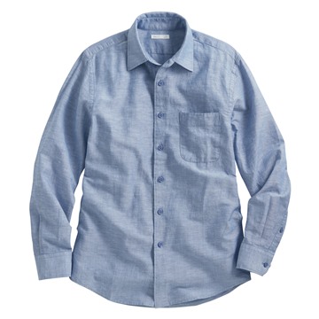 棉麻長袖襯衫-男