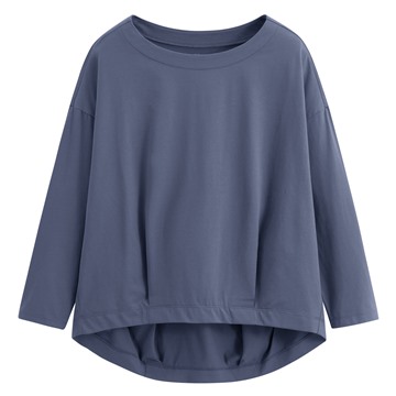 絲光棉寬版落肩九分袖上衣-女