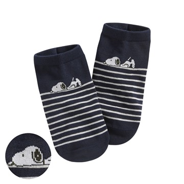 史努比系列條紋踝襪-女