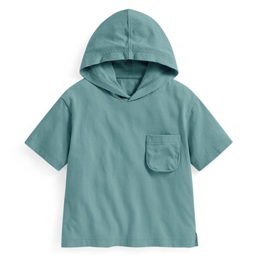 純棉寬版口袋連帽上衣-童