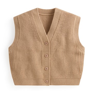 粗針寬版開襟背心-童