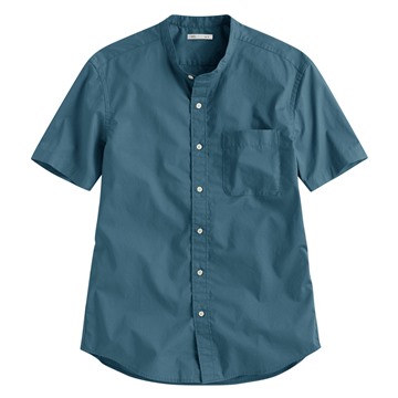 柔棉立領短袖襯衫-男