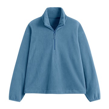 Fleece寬版半開襟拉鍊上衣-女