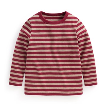 磨毛羅紋條紋圓領T恤-童