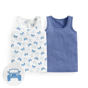 純棉網眼印花背心(2入)-Baby