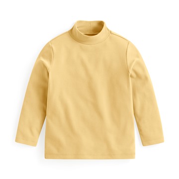 磨毛羅紋立領長袖T恤-童