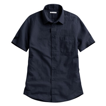 棉麻短袖襯衫-男