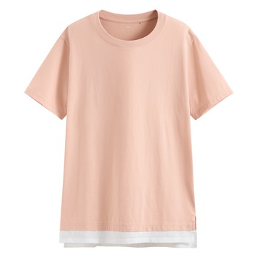 純棉寬版假兩件T恤-女