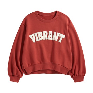 毛圈寬短版貼布繡圓領衫-女