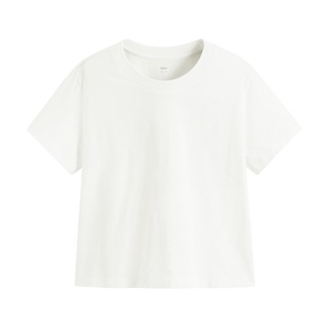 竹節棉圓領短版T恤-女