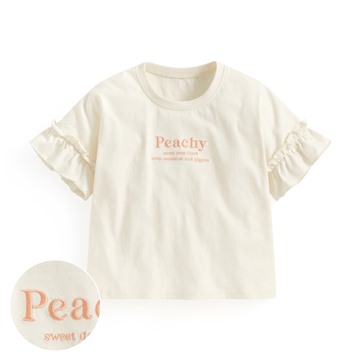 荷葉袖文字電繡上衣-童