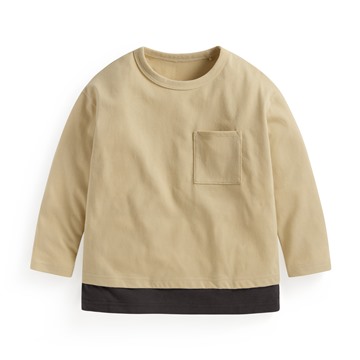 純棉口袋拼接上衣-童