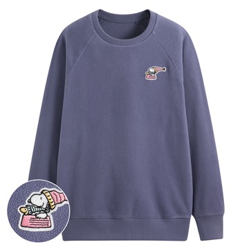 史努比系列Fleece寬版電繡上衣-女