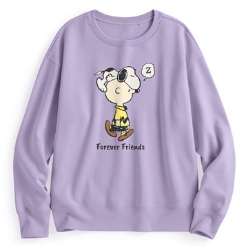 史努比系列刷毛印花圓領衫-08-女