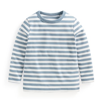 磨毛羅紋條紋圓領T恤-童