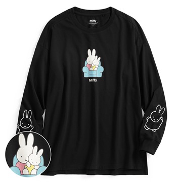 Miffy寬長版長袖印花T恤-08-女