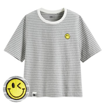S.W.SMILEY®純棉寬版電繡T恤-女