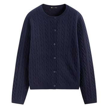 麻花圓領針織外套-女