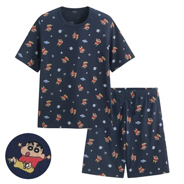 蠟筆小新快乾棉印花家居套裝-男