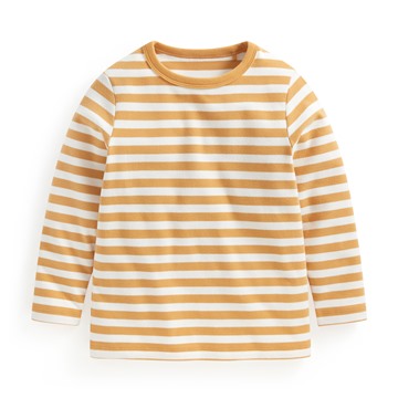 磨毛羅紋條紋圓領T恤-童