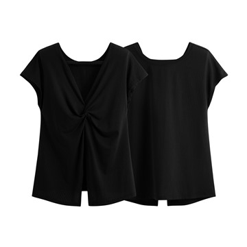 運動美背扭結連袖上衣-女