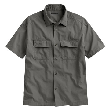 工裝寬版短袖襯衫-男