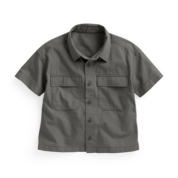 工裝寬版短袖襯衫-童