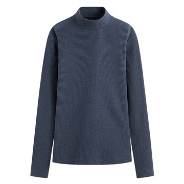 羅紋立領長袖T恤-女