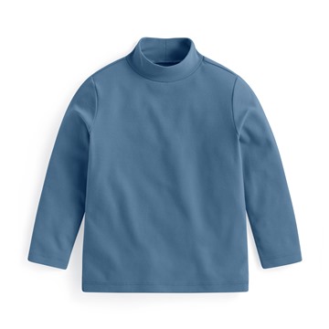 磨毛羅紋立領長袖T恤-童