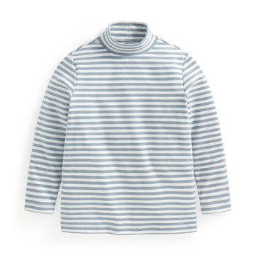 磨毛羅紋條紋立領T恤-童