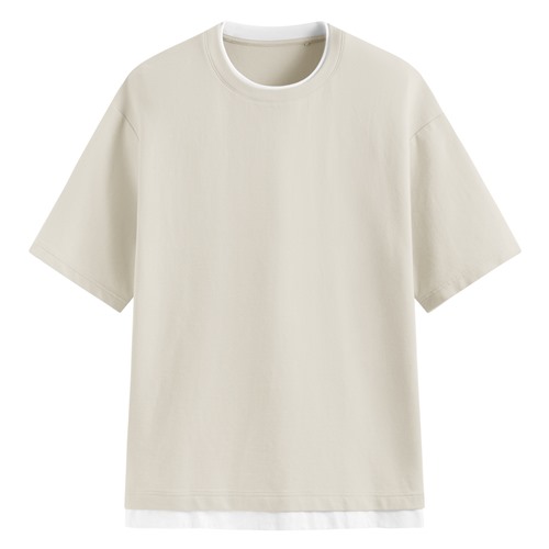 棉質立體織紋配色T恤-男