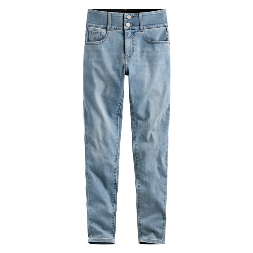 排釦收腹緊身牛仔褲-女