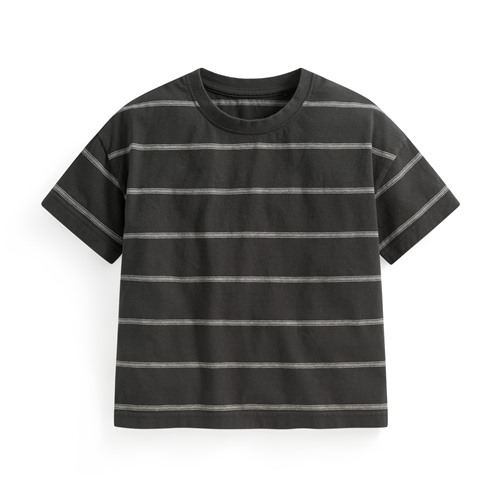 純棉條紋寬版落肩T恤-童
