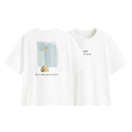 純棉寬版印花T恤-女