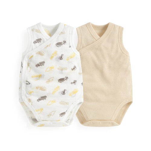 純棉網眼無袖印花包臀衣(2入)-Baby