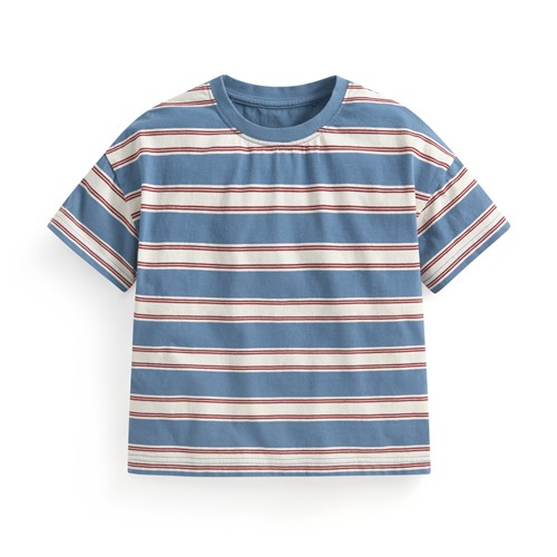 純棉條紋寬版落肩T恤-童